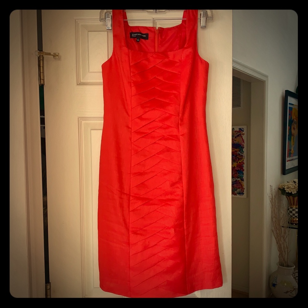 Beautiful Jones Ny orange linen dress w/ woven